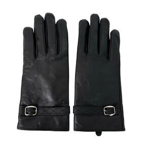 Royal Class Genuine Black Leather Gloves Plush Size M